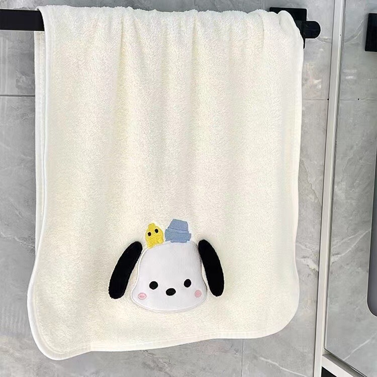 パチャ犬アニメかわいいタオル柔らかい吸水サンゴベルベットバスタオル洗顔風呂厚い乾いたタオルカバー|undefined