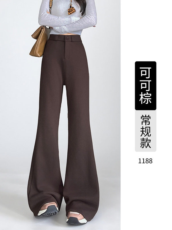 加绒喇叭裤女2025秋冬新款高腰显瘦休闲羊绒裤高个子加长微喇裤女|undefined