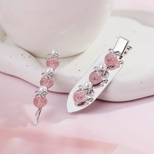 粉色闪钻草莓派对发夹少女新款韩系金属发卡头饰鸭嘴夹无痕流海夹