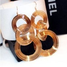 韩国韩版时尚气质长款夸张耳环夜店性感个性金属圈圈耳饰耳坠新款