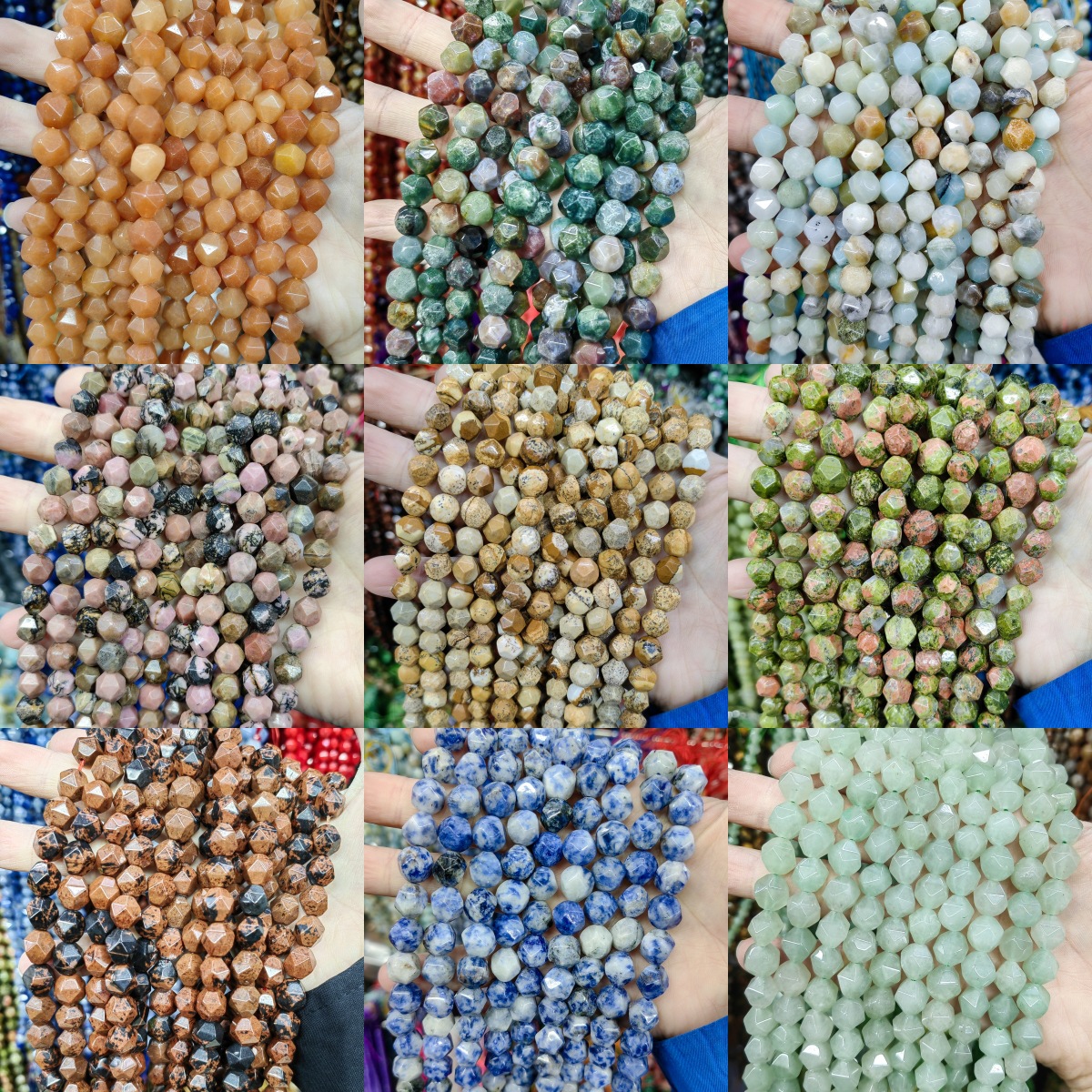 Piedra natural cristal natural 20 cara corte de diamante facetado cuentas a granel semiacabadas joyería DIY accesorios de cuentas