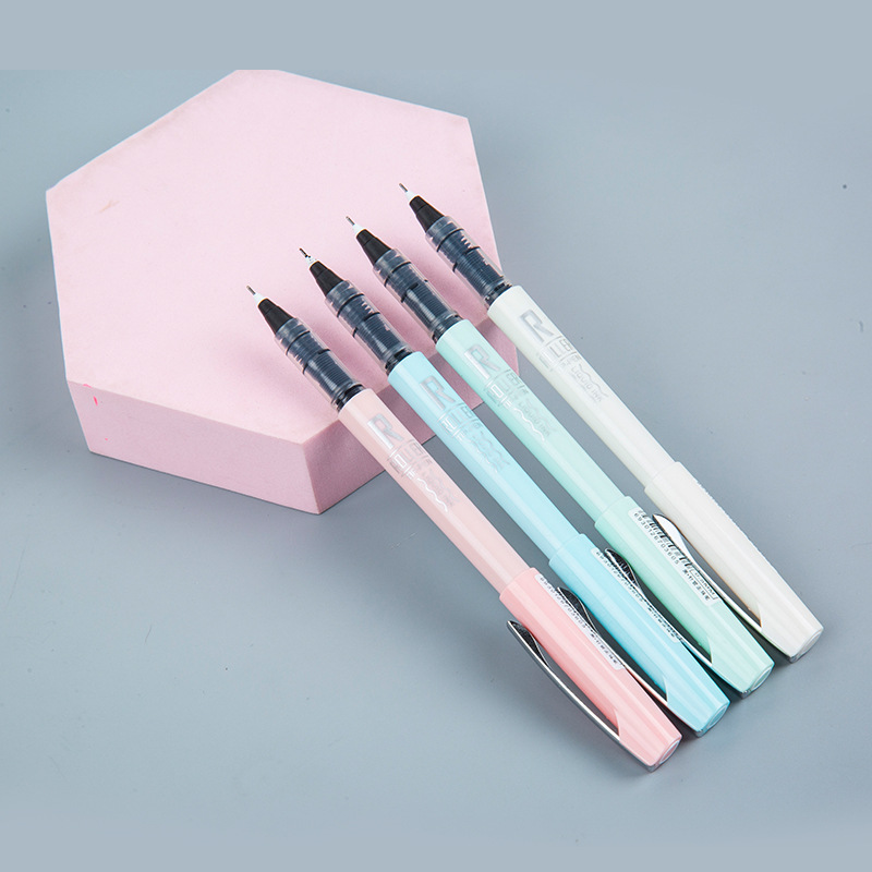 R8101 recta pluma de agua líquida estudiante papelería de oficina recta bolígrafo líquido pluma de gel de gran capacidad de 0,5mm