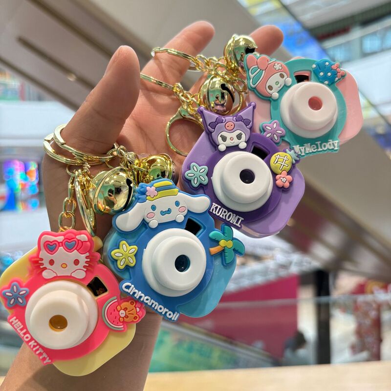 Cartoon Kulomi Projection Camera Keychain Sanrio Big Ear Dog Couple Car School Bag Pendant Small Gift
