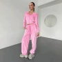 长袖连帽跨境条纹两件套