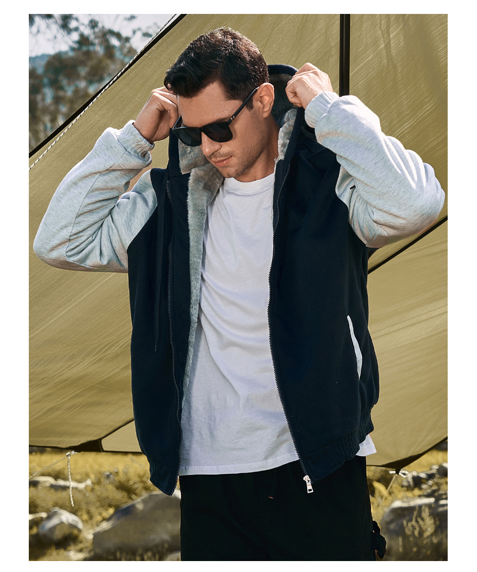 Herrenbekleidung Kapuzenpullover Baseballuniform plus kurzärmlige, verdickte Herrenjacke aus Samt_voghion.com
