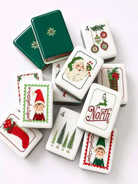 New acrylic red luxury Christmas American-style mahjong, cross-border American-style outdoor hand-played mahjong tiles wholesale