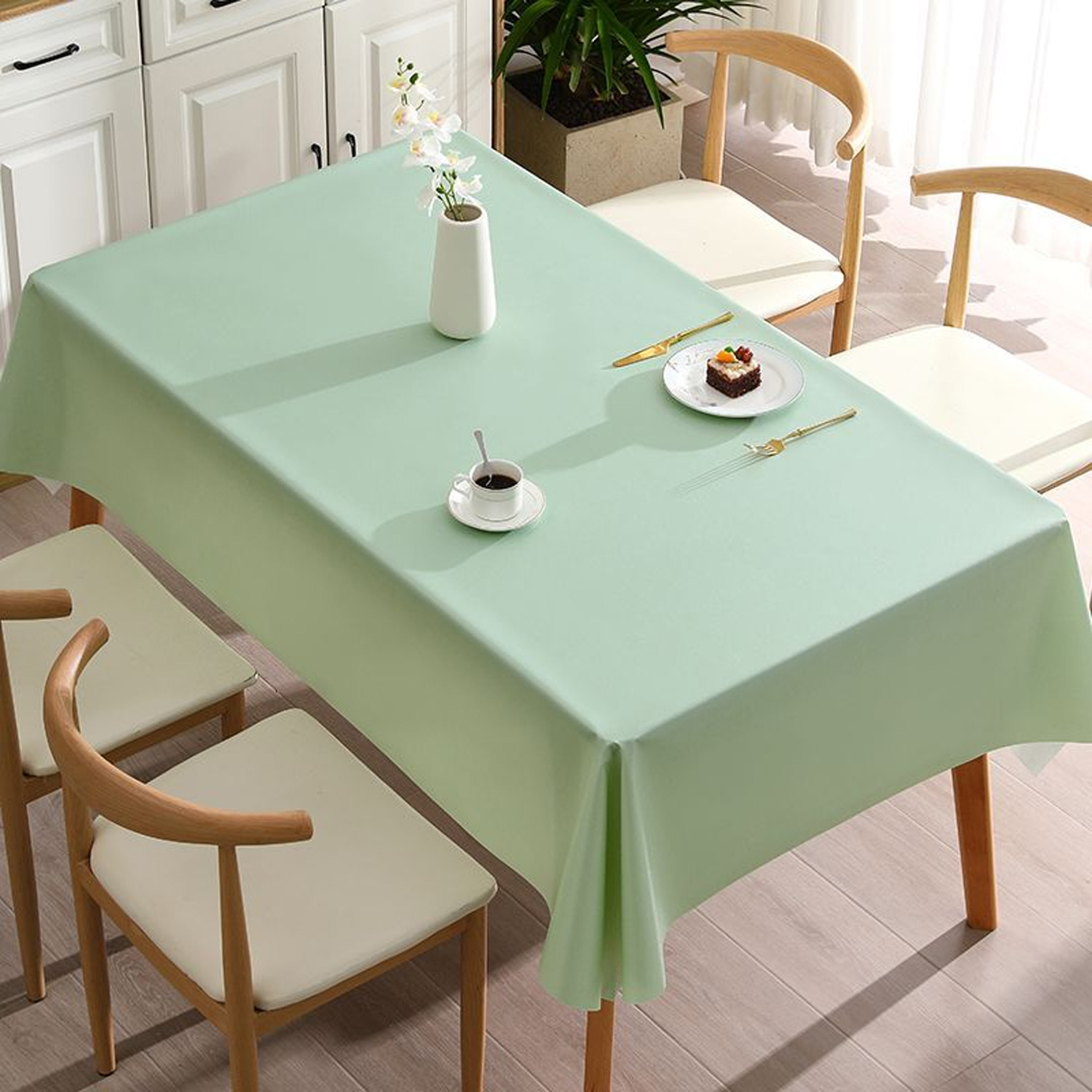 This knowledge solid color PVC tablecloth wholesale waterproof anti-oil Anti-scald wash-free rectangular coffee table table table table cloth on behalf of the hair