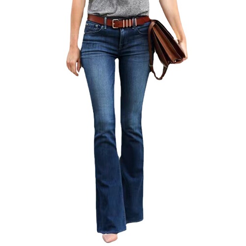 New Arrival Wish Amazon Washed Denim Jeans Street Style Slim Straight Leg Pants Mid-rise Women's Jeans