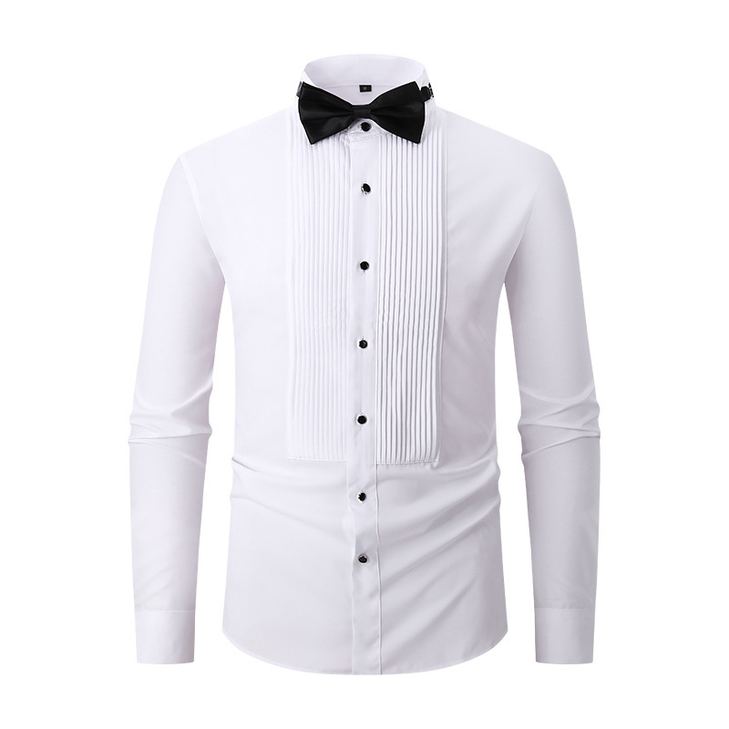 Cross-Border Popular Dress Shirts, White Long-Sleeve Tuxedo Shirts for Men, Wedding Shirts, Plus-Size Men's Clothing, Groomsmen Group Outfits Wholesale Cross-Border Popular Dress Shirts, White Long-Sleeve Tuxedo Shirts for Men, Wedding Shirts, Plus-Size Men's Clothing, Groomsmen Group Outfits Wholesale