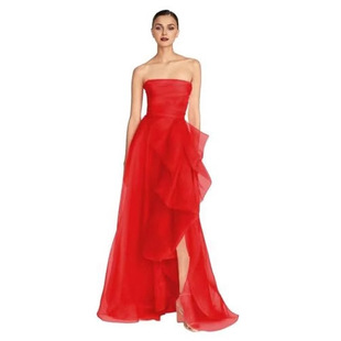 Strapless Evening Dress 2025 Foreign Trade Cross-border Europe and America Amazon Summer New Multi-layer Pleated Host Dress