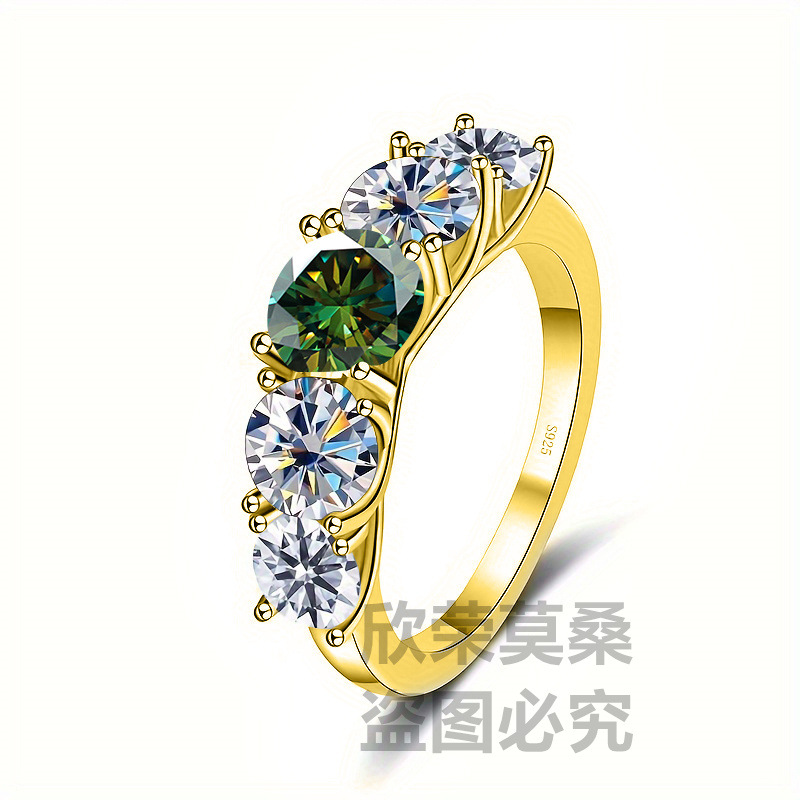 S925 plata D auténtico anillo de diamante de cinco estrellas de diamante anillo de diamante de mujer anillo de diamante de diamante de diamante al por mayor