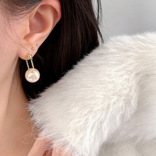 s925银针串连珍珠耳钉小众设计款轻奢复古耳饰品巴洛克珍珠耳环