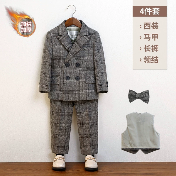 Fleece set, jacket, vest, trousers, bow tie, full set, 4 pieces