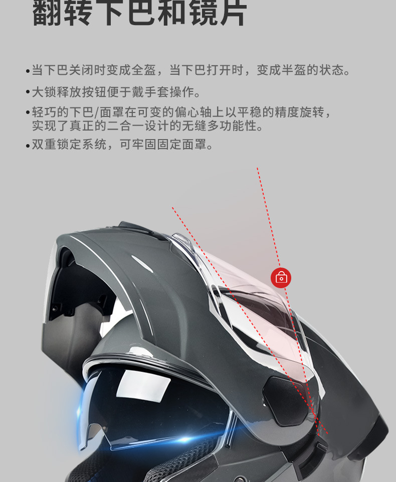 Ad Electric Motorcycle Helmet for Men and Women, All-Season Full-Face Helmet with 3C/Dot Certification, Flip-Up Helmet