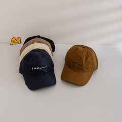 兒童帽子春季新款百搭簡約字母刺繡遮陽鴨舌帽戶外街頭防曬棒球帽