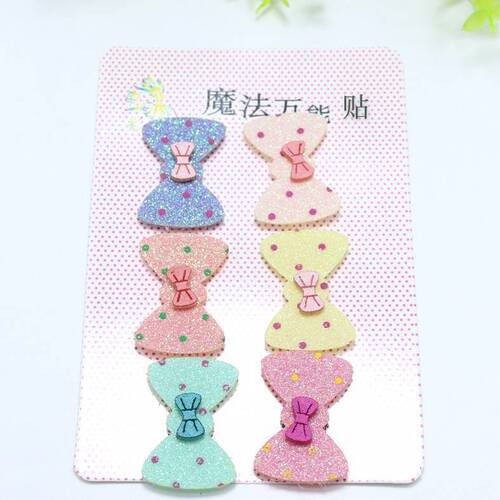 Korean bangs stickers six packs children's magic stickers hair accessories baby cartoon hair stickers headwear binary store jewelry wholesale