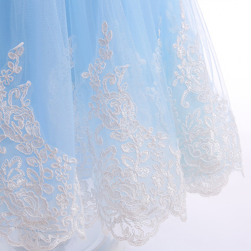 Women's Children's Cinderella Princess Dress, Lace Splicing Formal Gown, Belted Puffed Dress, Net Fabric Children's Dress