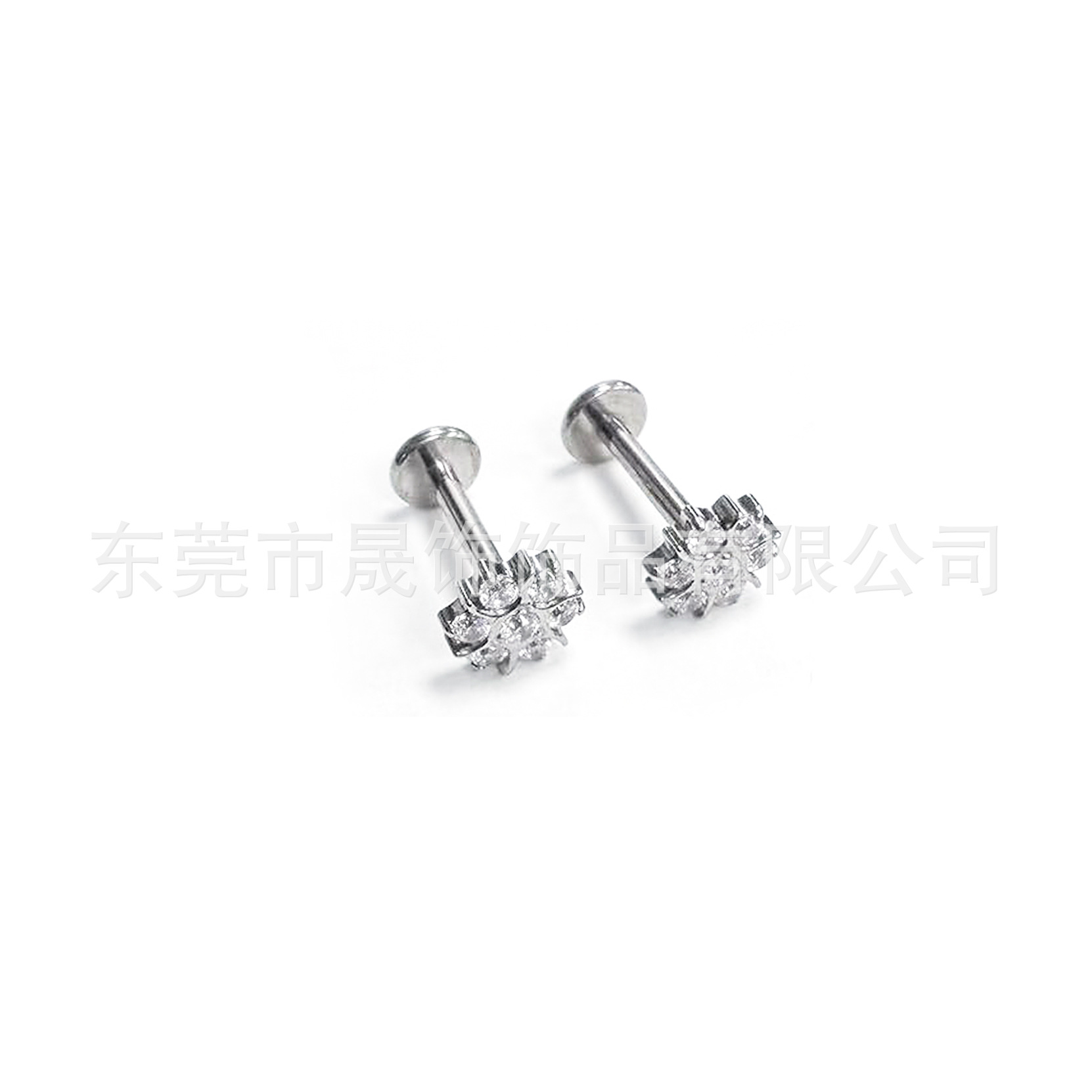 F136 Titanium Alloy 风雪 Flower 型 Ear Stud Studded Cubic Zirconia Helix Cartilage Stud G23 Titanium Internal Thread Labret Stud Piercing Jewelry