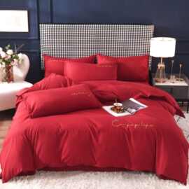 红色结婚四件套婚庆出嫁婚嫁床上大红喜被系婚房床单被套