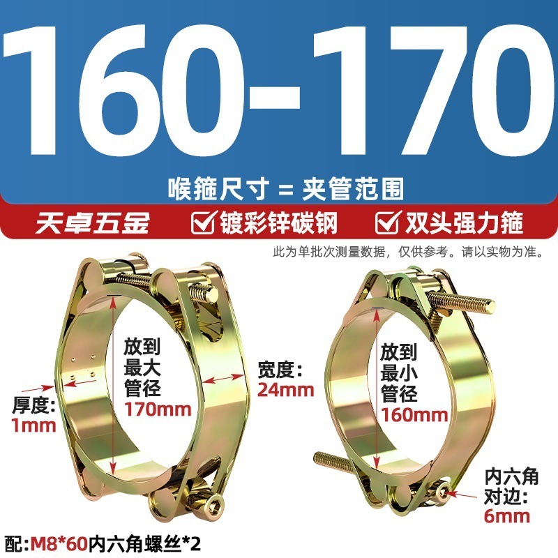 欧式铁镀锌双头强力卡箍喉箍双层高压加强型橡胶管夹重型卡扣抱箍|undefined