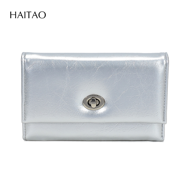 Nuevo tipo de billetera de mujer transfronteriza tres plegables cera de aceite billetera de cuero de gran capacidad multi-tarjeta de alta calidad billetera de cambio para mujeres