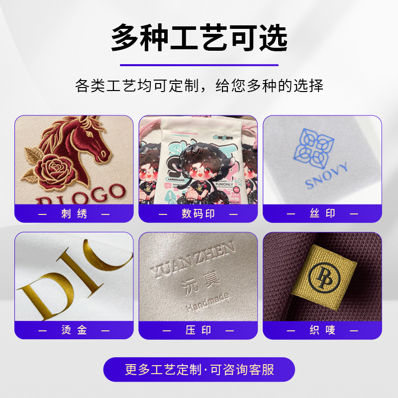 Fábrica directa de nuevo algodón y cáñamo bolsas de cuerda de dibujo bolsas de joyería personalizadas bolsas de embalaje de joyería pueden imprimir LOGO