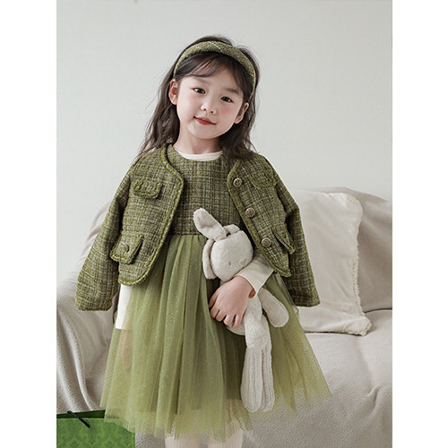 Qiu Duomeng girls' small fragrant style jacket princess skirt suit 2024 new spring and autumn children's sweet and cute dress