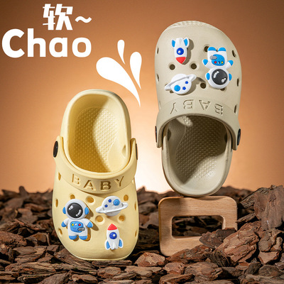 Модные детские тапочки в стиле Crocs подходит для мужчин и женщин, нескользящая детская дорожная мягкая детская сумка, подходят для подростков, закрытый носок