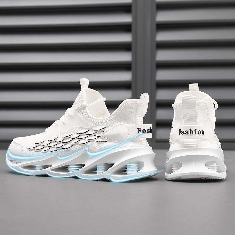 Zapatos de hombre de coco Putian transpirables de verano, deportes de tejido volador, correr, desodorante, resistente al desgaste, amortiguador, zapatos de moda con hoja