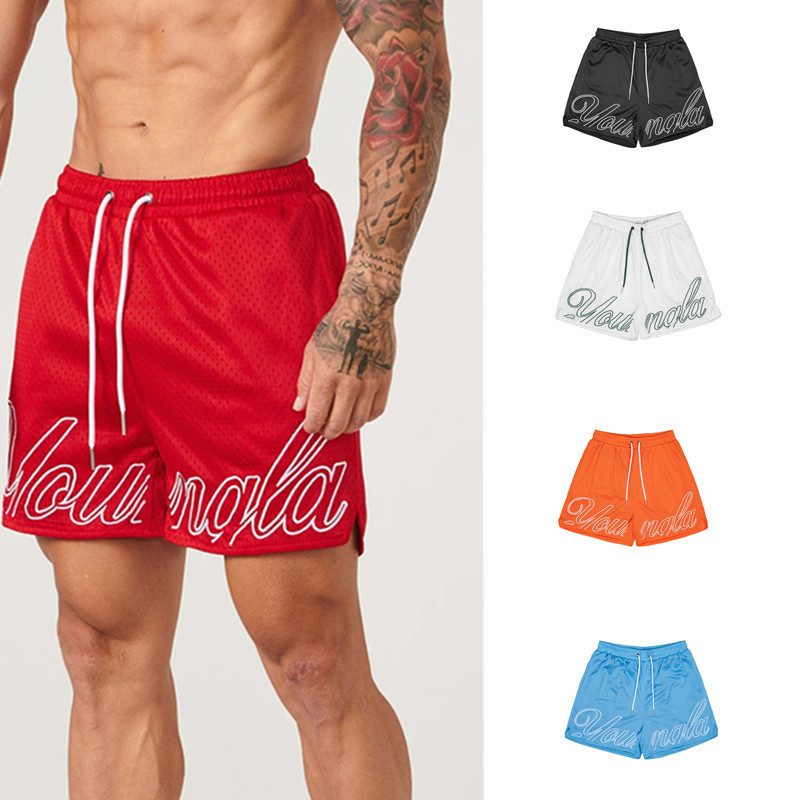 New 2024 Summer Trendy Elastic Sports Shorts Outdoor Running Cycling Breathable Mesh Fashion Shorts for Men