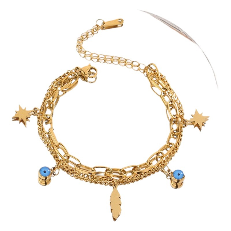 Transfronterizo al por mayor AliExpress nuevo ojo 2023 pulsera de acero inoxidable chapado en oro 18K fabricante de joyas