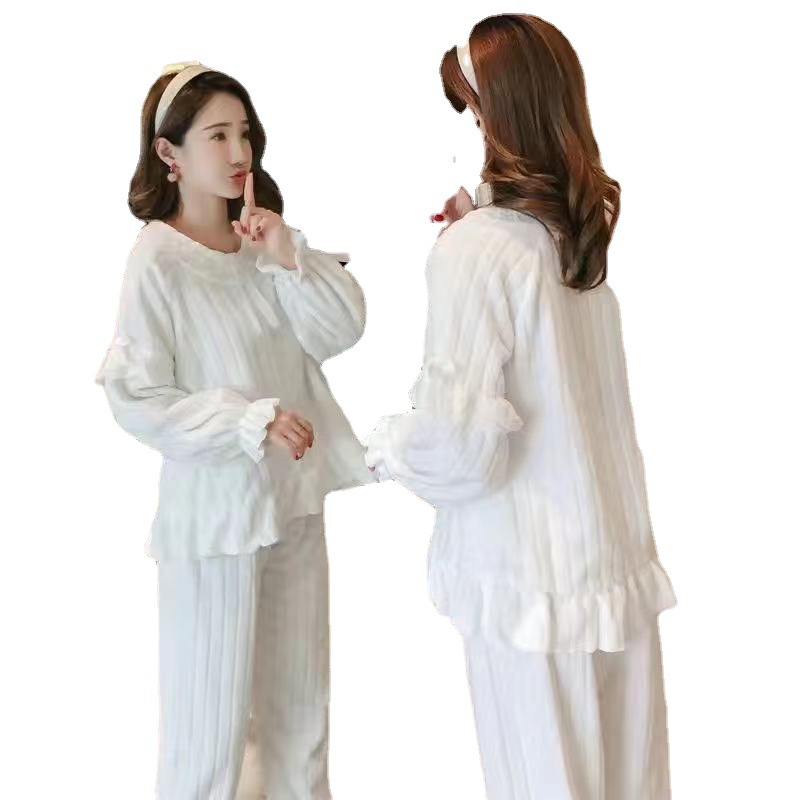 Otoño e Invierno de lana de coral pijamas para las mujeres de invierno engrosada lana forrada franela princesa estilo dulce estudiante primavera homewear traje