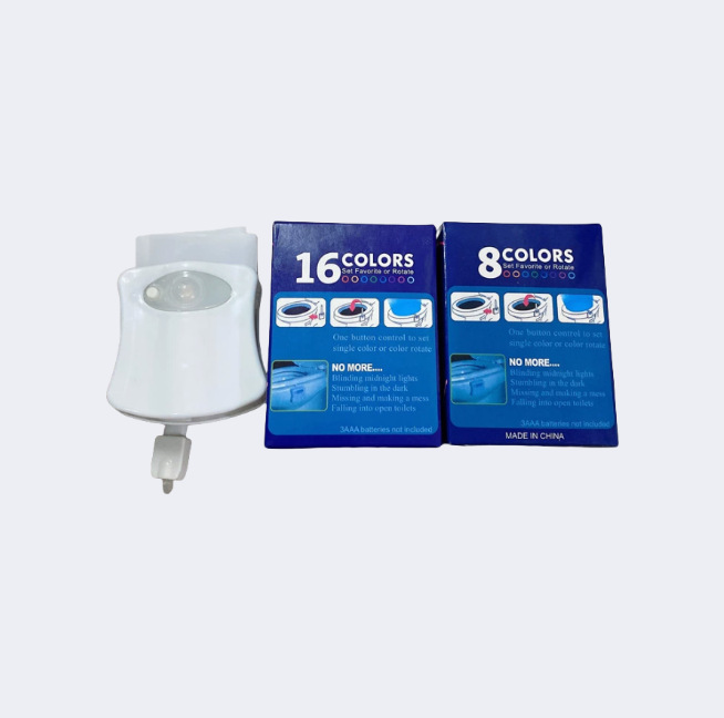 Luz de tapa de inodoro de 8 colores transfronteriza LED sensor de cuerpo humano luz nocturna de 16 colores luz de inodoro iluminación de luz nocturna de color led