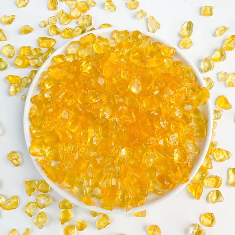 黄水晶碎石消磁石供佛聚宝盆曼扎散装小颗粒碎石东海水晶批发