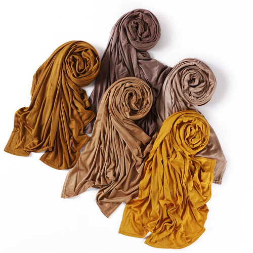 Cross-border solid color jersey mercerized cotton soft and breathable women's turban scarf hijab one piece drop shipping jersey