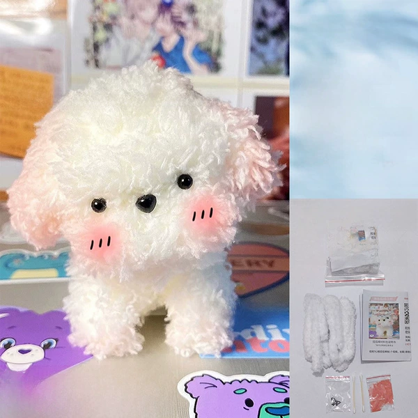 White puppy (2 sticks + eyes and nose + color powder) + video