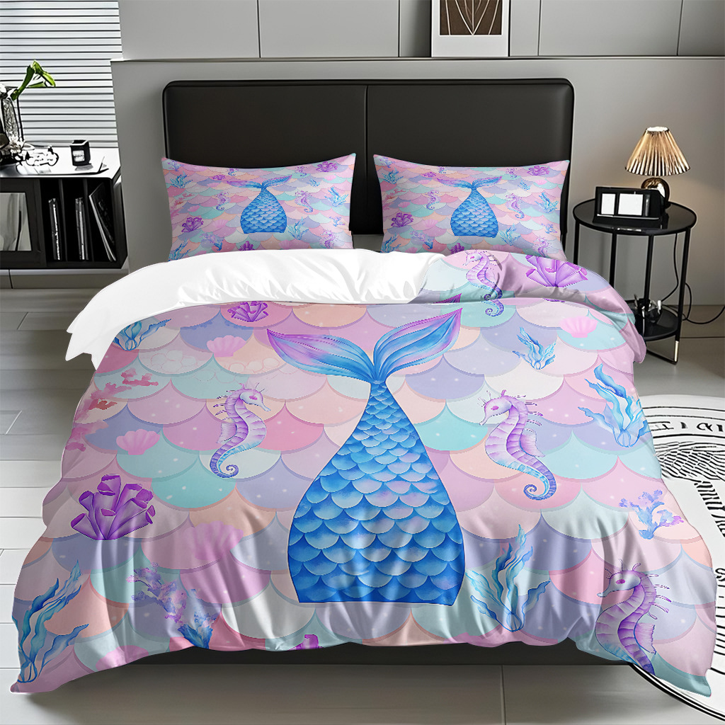 TEMU / JIT transfronterizo dibujos animados sirena digital impresión quilt kit fuente fábrica directa