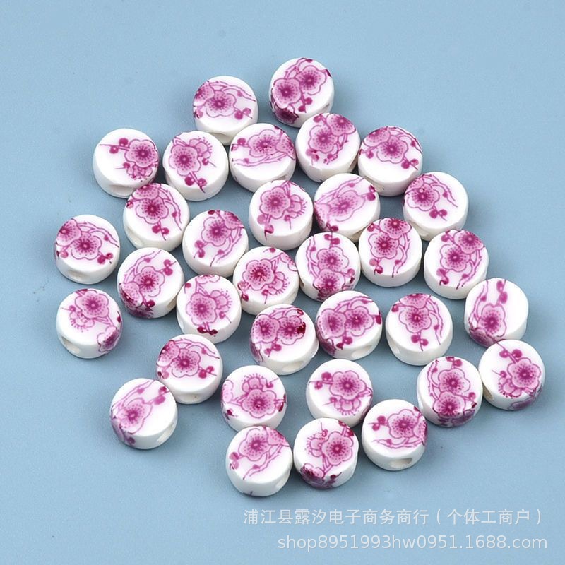 Flores de cerámica oblata esmalte de color decal de cerámica flores de estilo chino hechas a mano DIY collares pulseras pendientes accesorios
