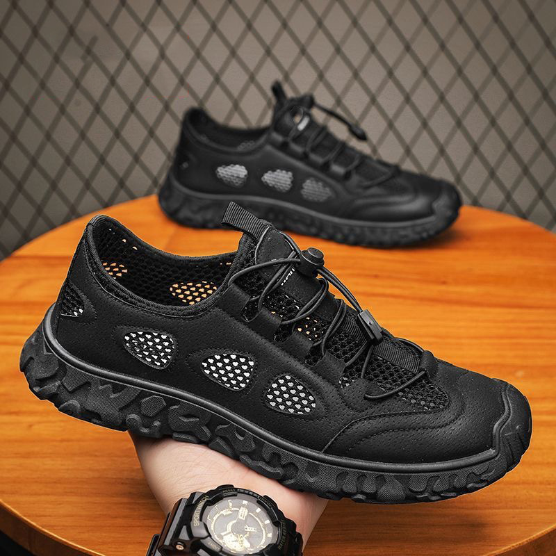 2025 zapatos de hombre de verano nuevos zapatos de red huecos transpirables zapatos de trabajo de hombre zapatos deportivos antideslizantes zapatos casuales de papá