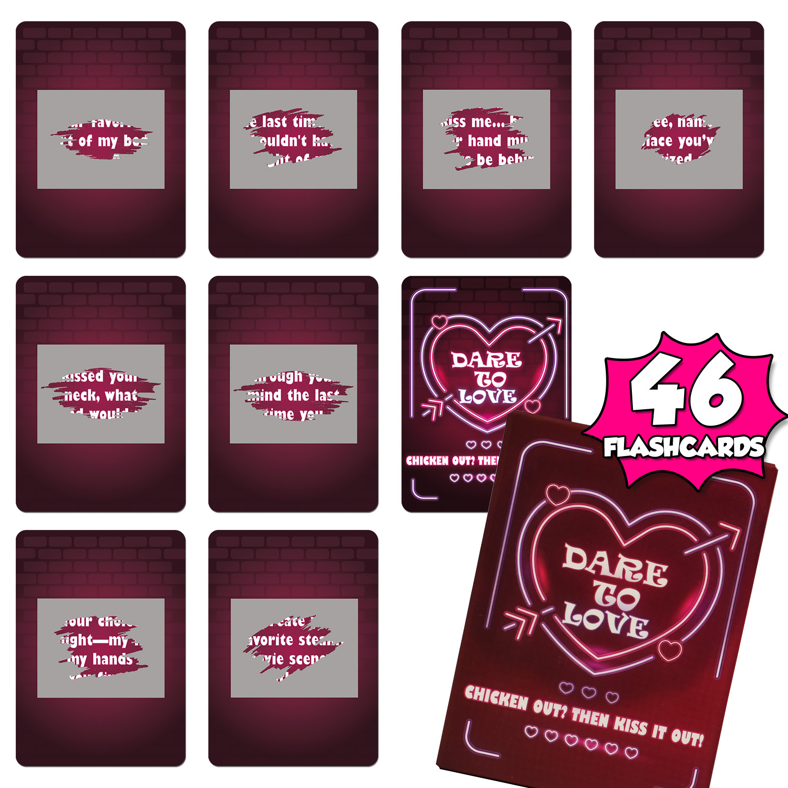 Cross-Border New 46-Piece Red Sex Couple Interactive Card Exclusive Scratch-Off Game Card Adult Toy