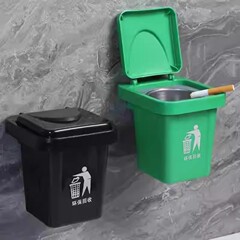 简约家用壁挂式垃圾桶烟灰缸带盖个性潮流卫生间有盖烟缸防飞灰