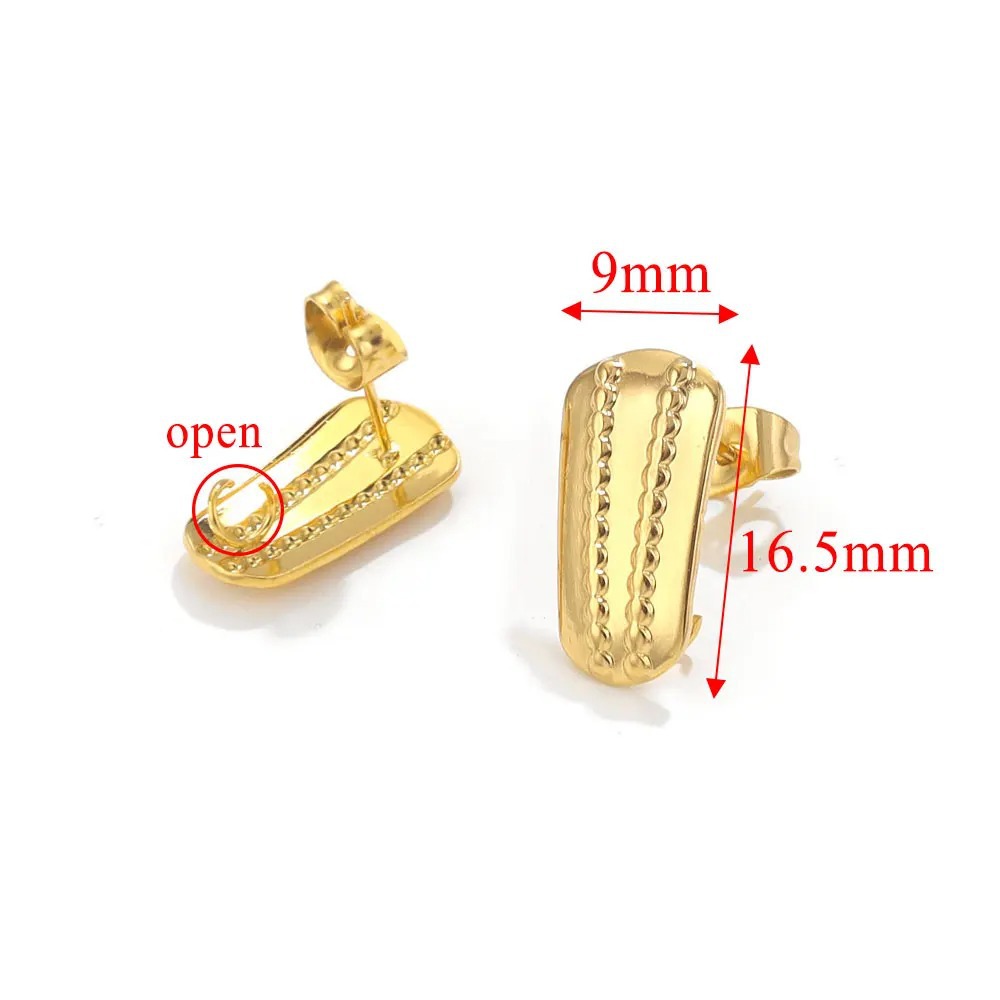 10 Pieces 304 Stainless Steel Gold Plated Solid Color Earring Findings display picture 6