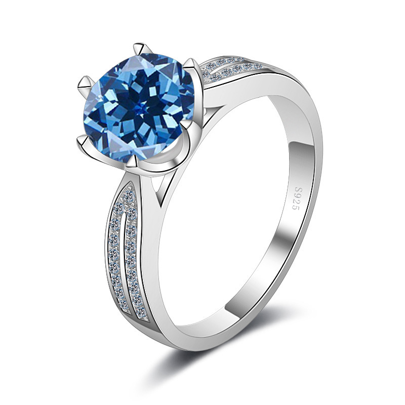 Anillo de color de tres quilates blanco incrustado con mosaico rosa azul verde mosaico con certificado de lápiz lateral