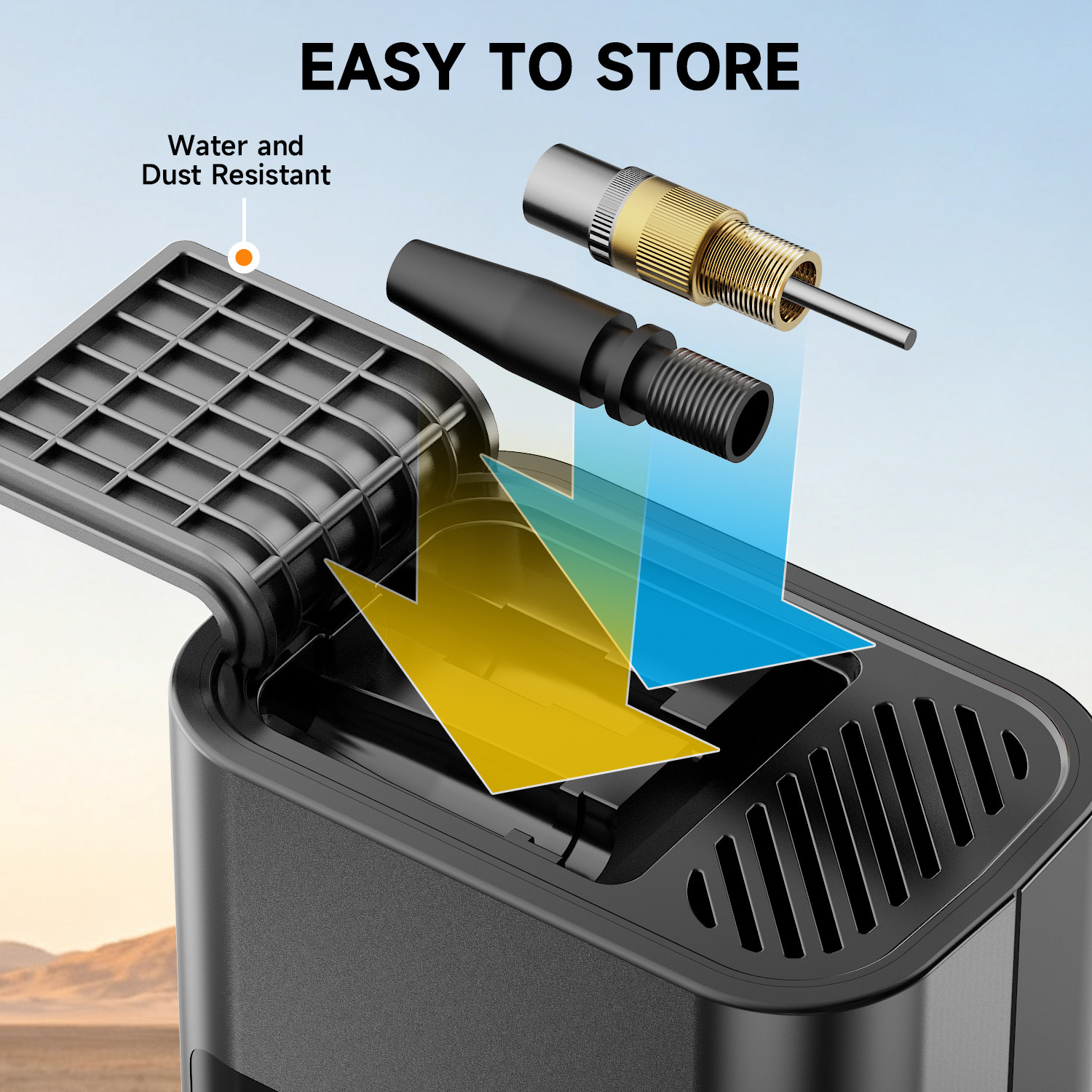 Portable Wireless Car Air Pump, Car-mounted Inflator, Electric Car Tire Inflator with Storage Compartment and Lighting