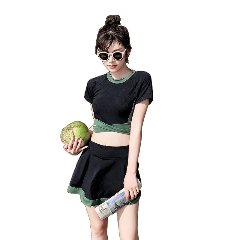 Trajes de baño de dos piezas para mujeres, cubrir la carne, cubrir el estómago, aguas termales conservadoras, estudiantes de secundaria superior, niñas, niños