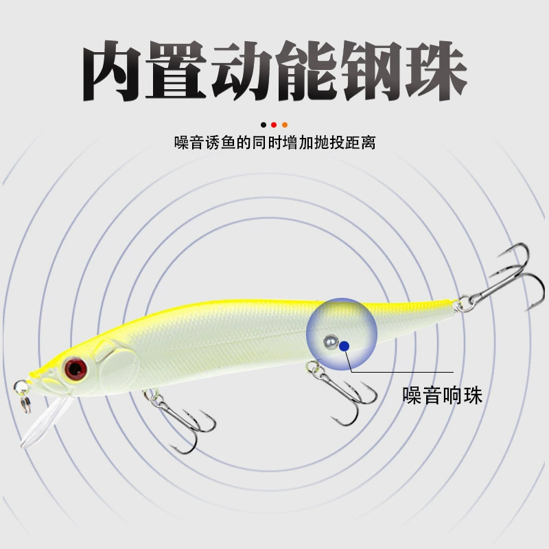 Manufacturer wholesale far floating water, Mino three hook laser road bait now cargo bags, fish bait fake bait tailing mouth