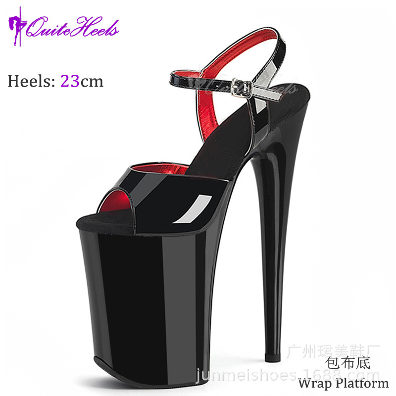 23cm European and American Sexy Waterproof Platform Stiletto Heels Sky-High Stage Shoes Women's Super High Heels Model Catwalk Pole Dance Sandals