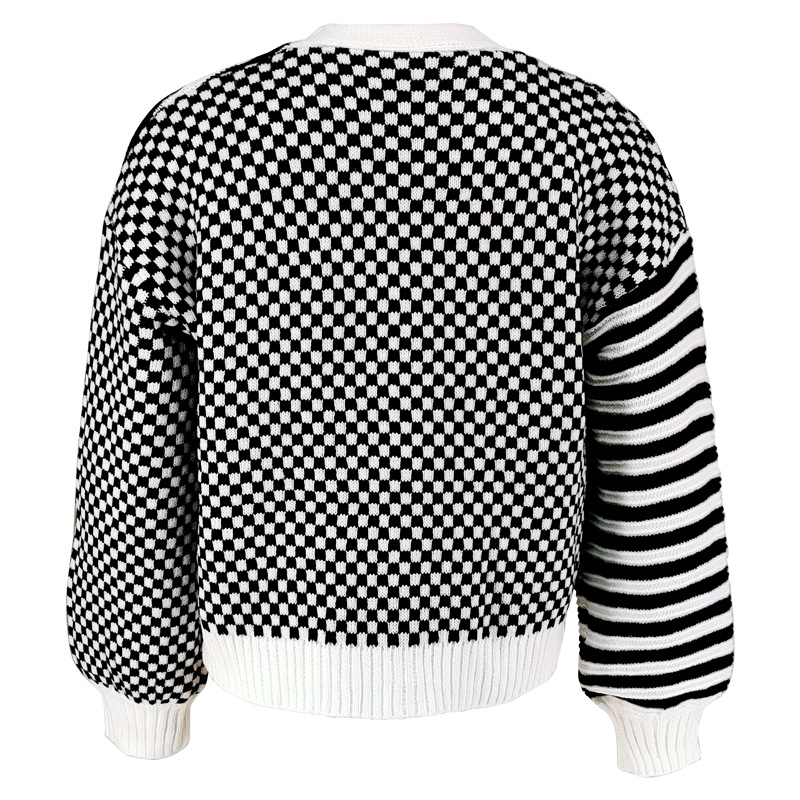 Women's Clothing Women's Knitted Cardigan Autumn/Winter Style Plaid Striped Top Sweater Style For Formal & Casual For Women_ecoleips.com