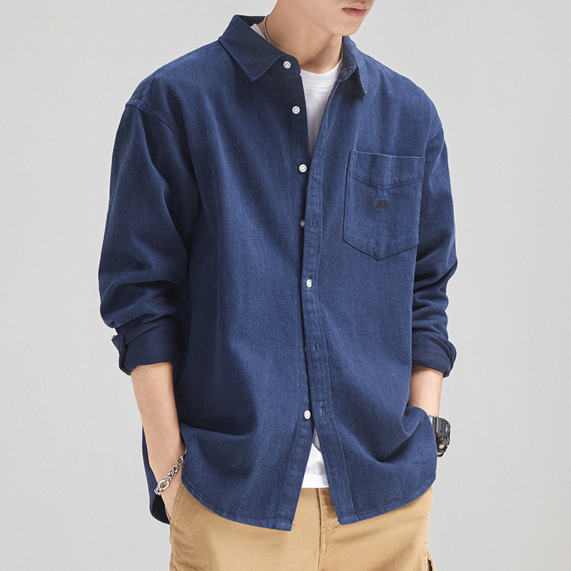 Shirt Men's High-end Feeling Puppies Handsome 2025 Spring and Autumn Vintage Casual All-match Long Sleeve Shirt Workwear Men's Coat