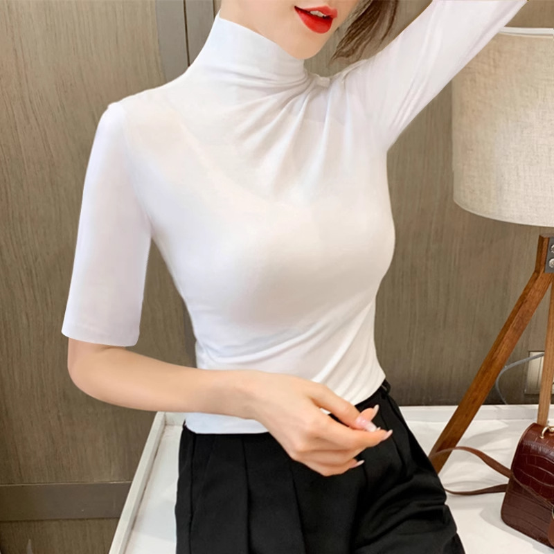 화이트[원피스 하프 터틀넥]